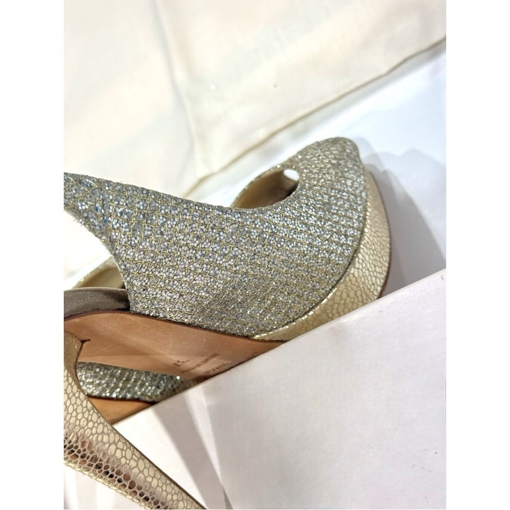 JIMMY CHOO CLUE GLITTER SLINGBACK PLATFORM PEEP TOE HIGH HEEL PUMPS SANDAL 37 - Picture 9 of 16